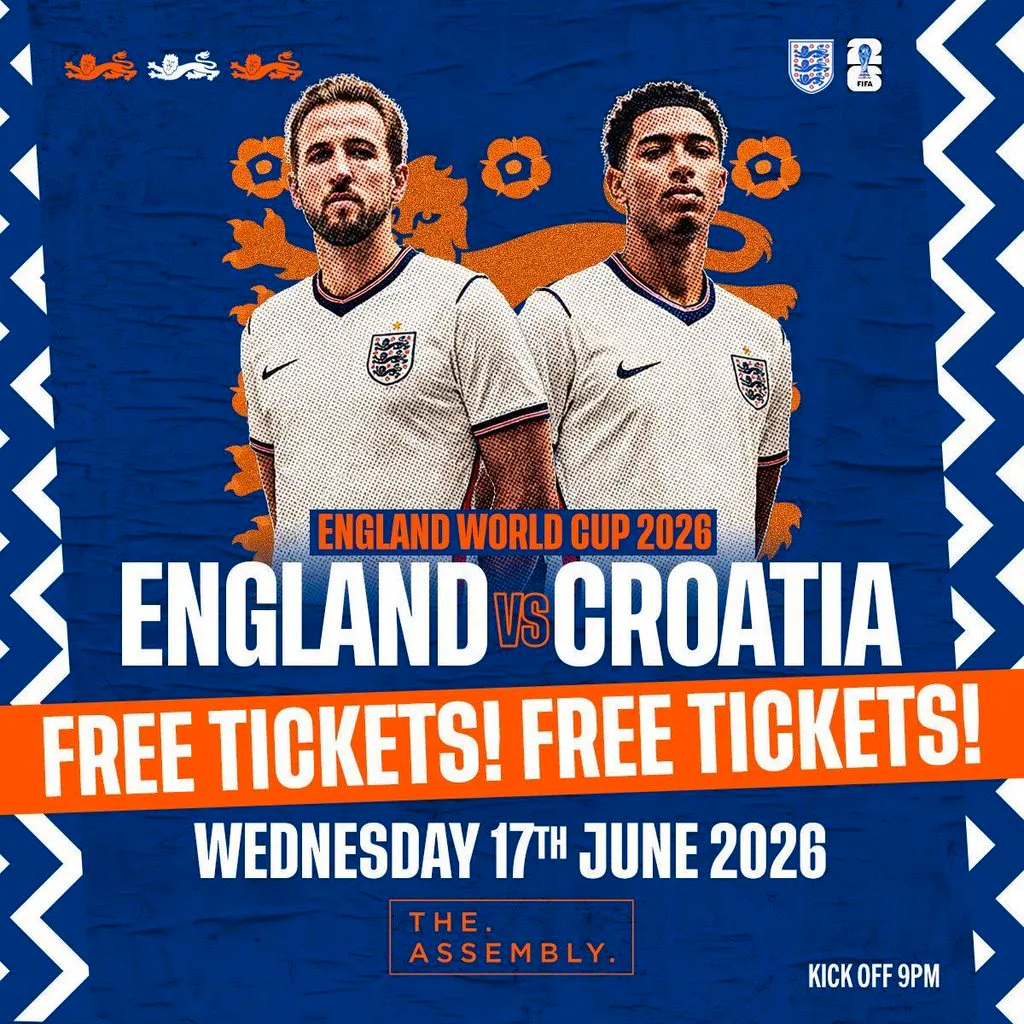ENGLAND vs CROATIA- WORLD CUP 26 LEAMINGTON  [Free Entry Ticket] at The Assembly Leamington