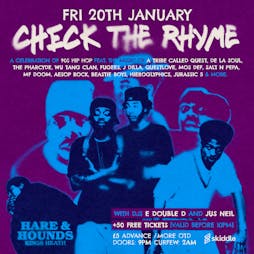 Check The Rhyme - A Night of 90s Hip Hop Tickets | Hare And Hounds Birmingham  | Fri 20th January 2023 Lineup