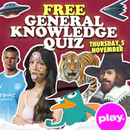 Free Entry General Knowledge Pub Quiz at PLAY