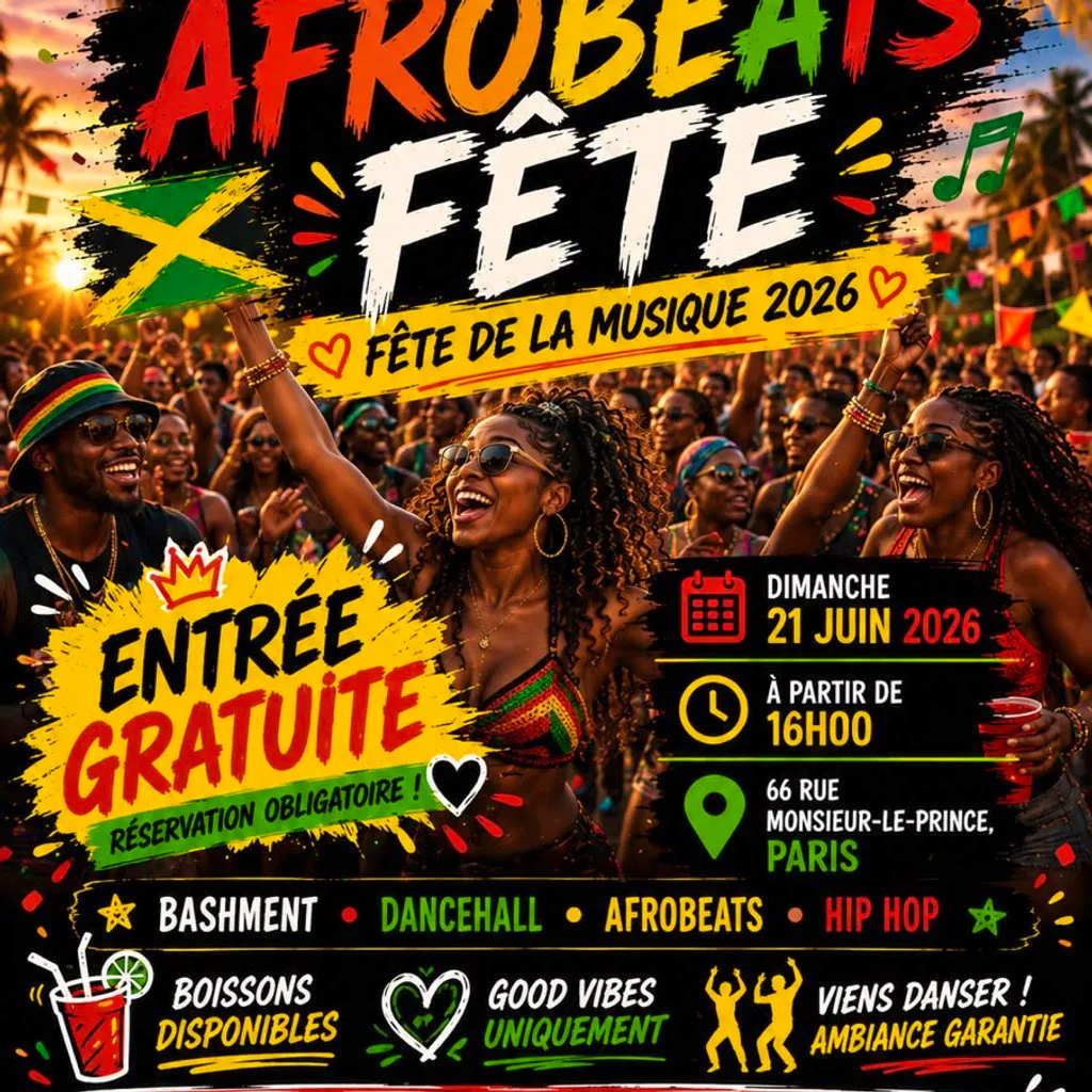 BASHMENT & AFROBEATS FÊTE - Fête de la Musique 2026 at 66 Rue Monsieur Le Prince