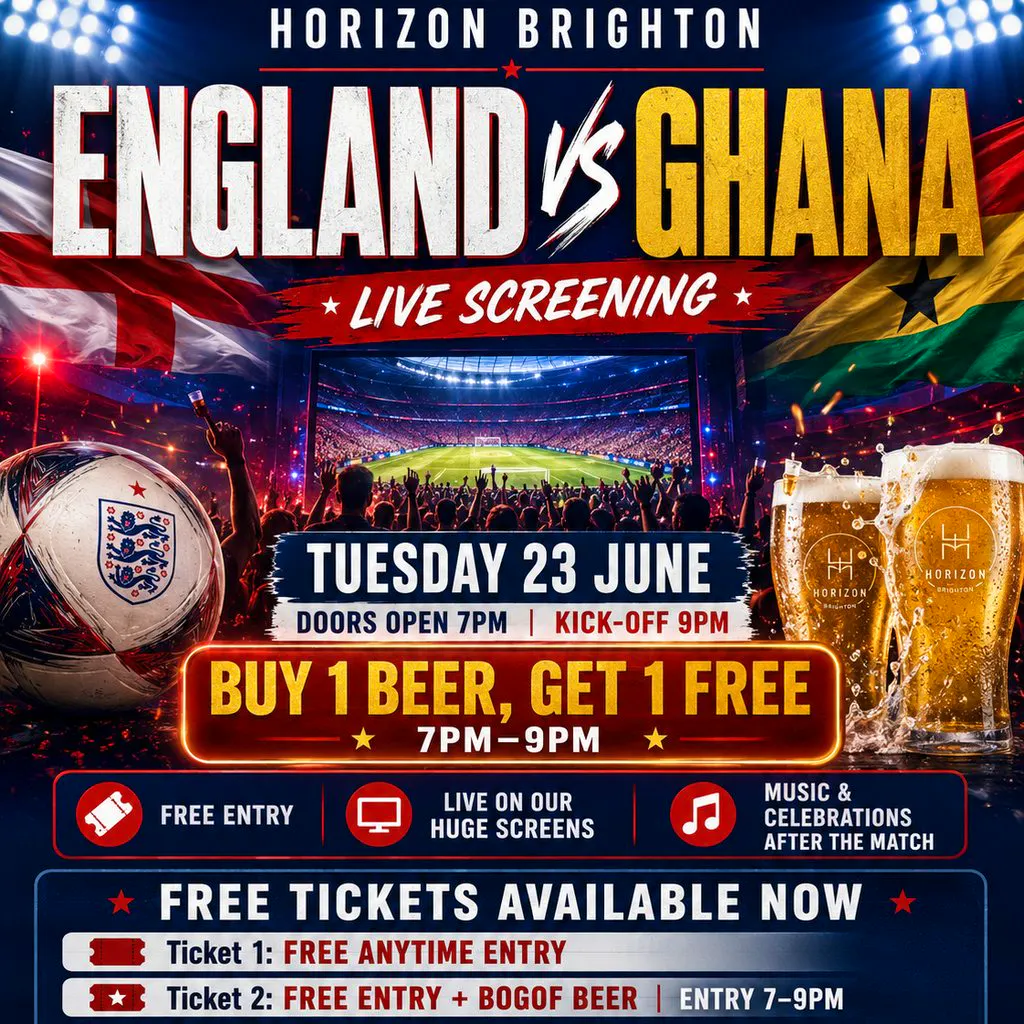 ENGLAND vs GHANA: FREE FAN ZONE AT HORIZON at Horizon Nightclub