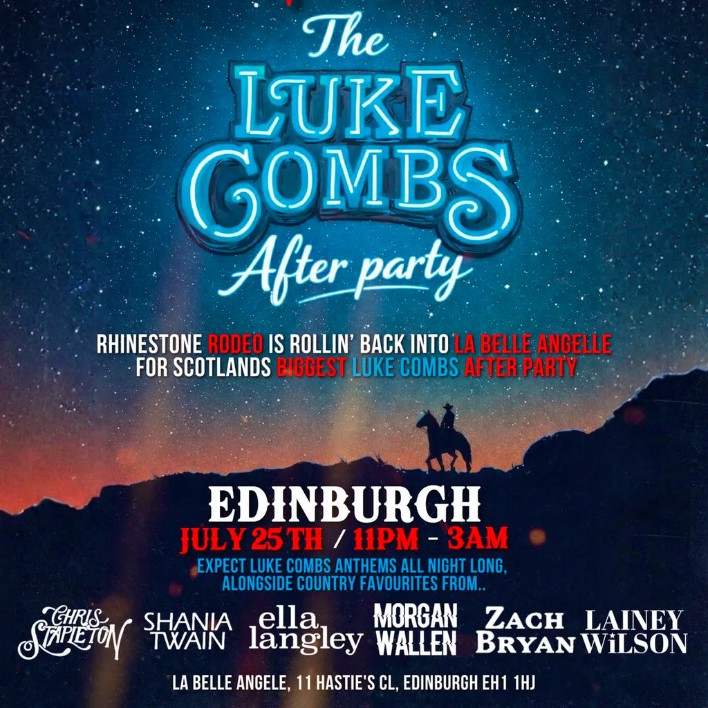 Rhinestone Rodeo: The Luke Combs Afterparty 25th July at Hasties Close   La Belle And Mash House