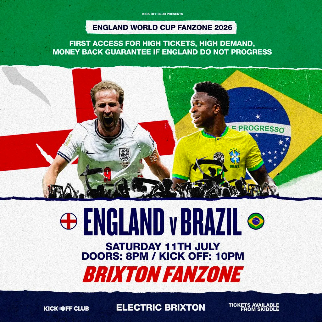 Brixton Fan Zone: England Vs Brazil!! World Cup Quarter Final at Electric Brixton