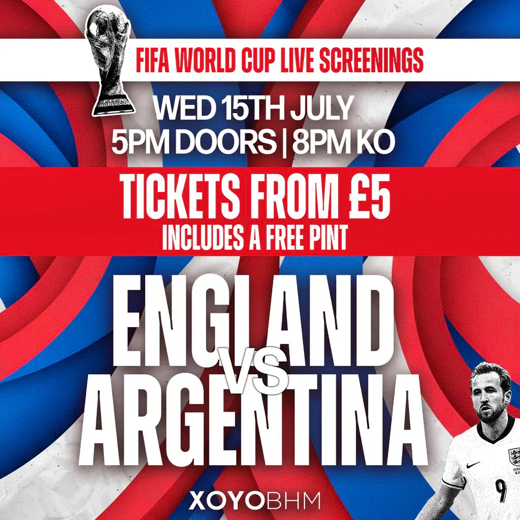 ENGLAND vs ARGENTINA - World Cup Semi-Final at XOYO Birmingham   Roof Garden