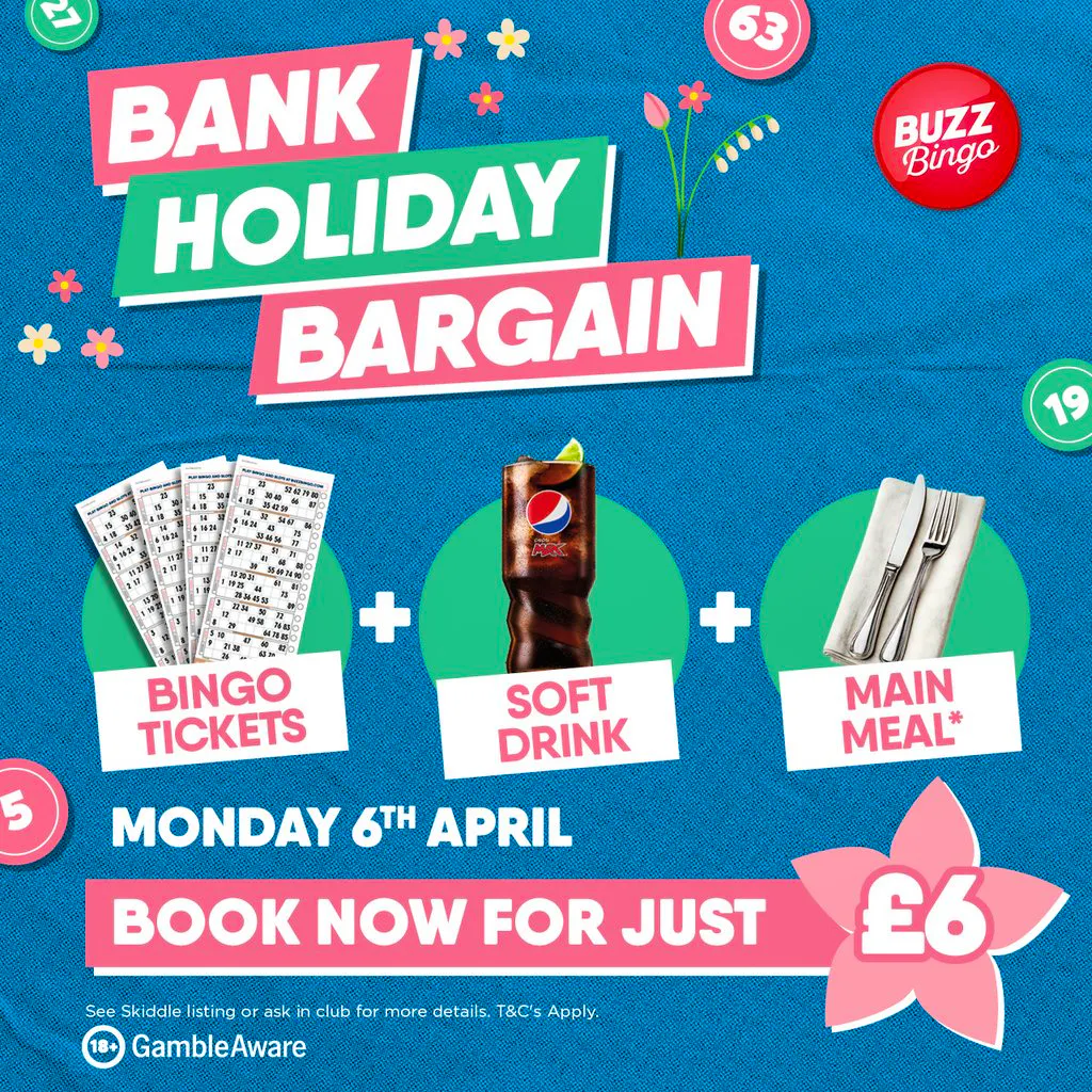 Bank Holiday Bargain 06/04 - Buzz Bingo Wakefield at Buzz Bingo Wakefield