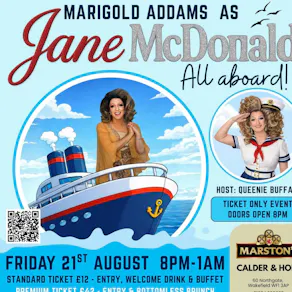 Marigold Adam as Jane McDonald hosted by Queenie Buffay