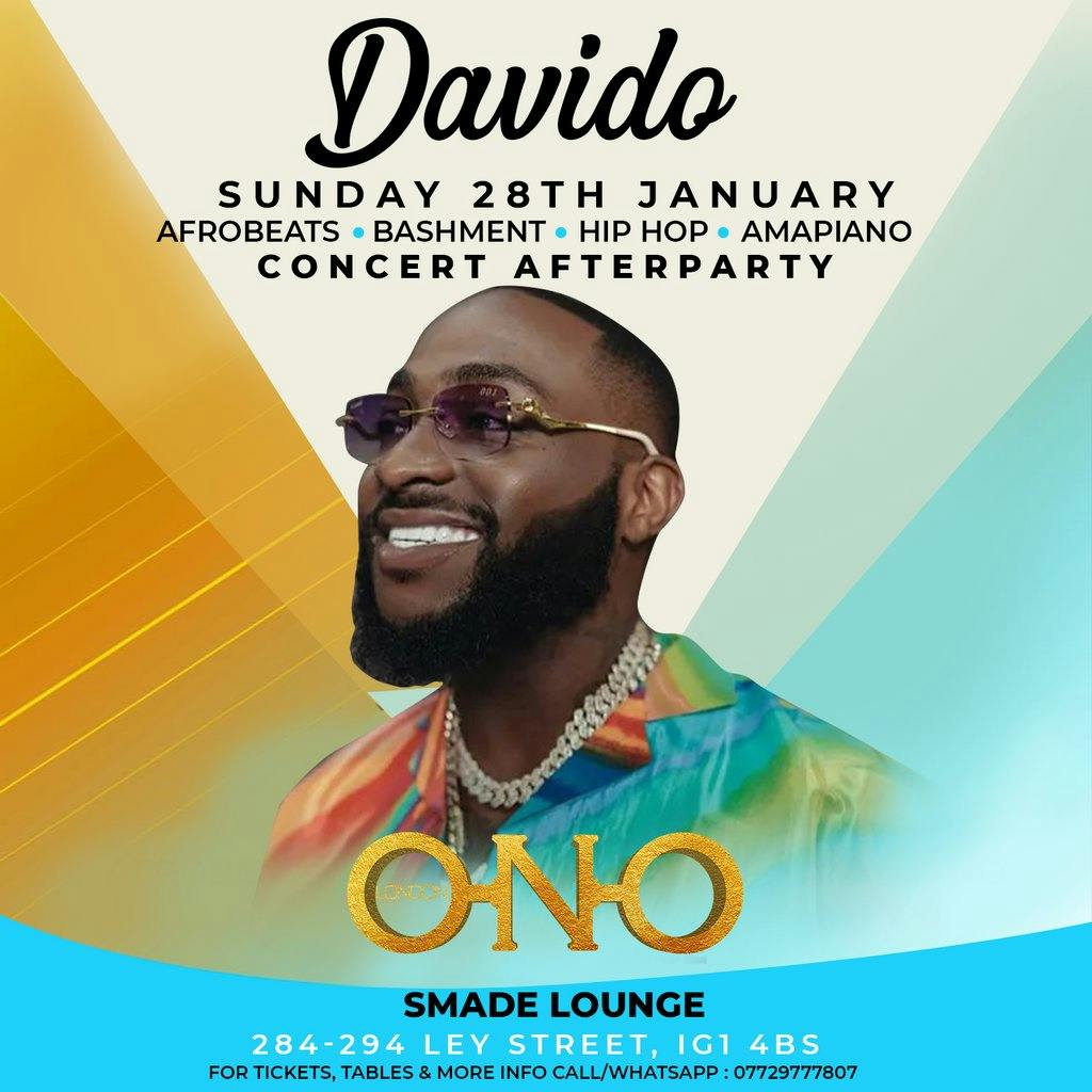 Davido Concert Afterparty Smade Lounge Ilford Sun 28th January 2024