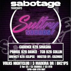 Sabotage Thursdays x Sultry Sounds at The Volks Nightclub