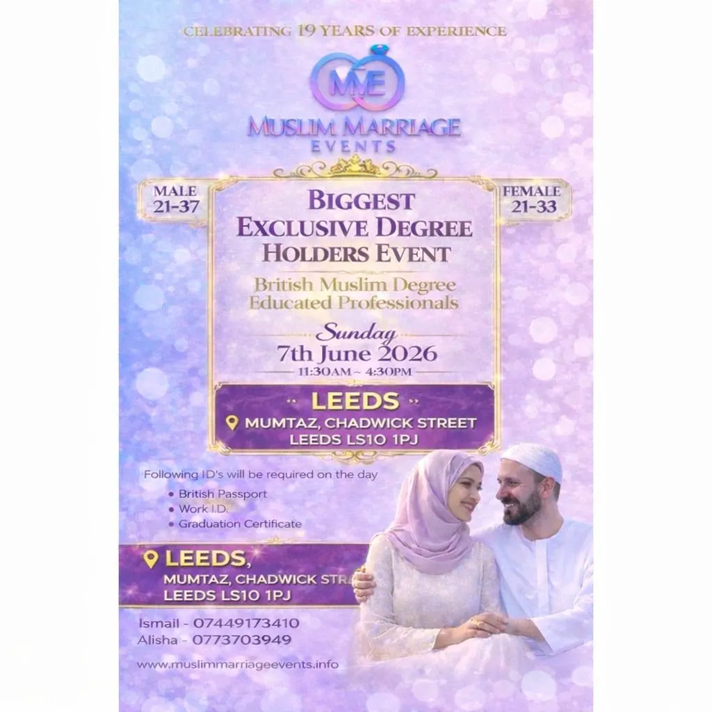 Muslim Marriage Events Leeds - Degree Educated Professionals Eve at Mumtaz Restaurant, Leeds