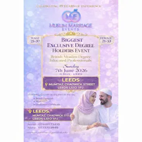 Muslim Marriage Events Leeds - Degree Educated Professionals Eve