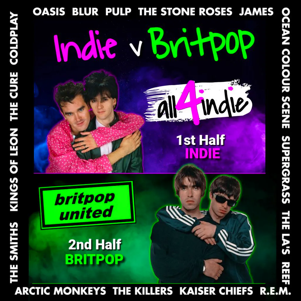INDIE vs BRITPOP Double Headliner: all4indie vs Britpop United at Hare And Hounds Kings Heath