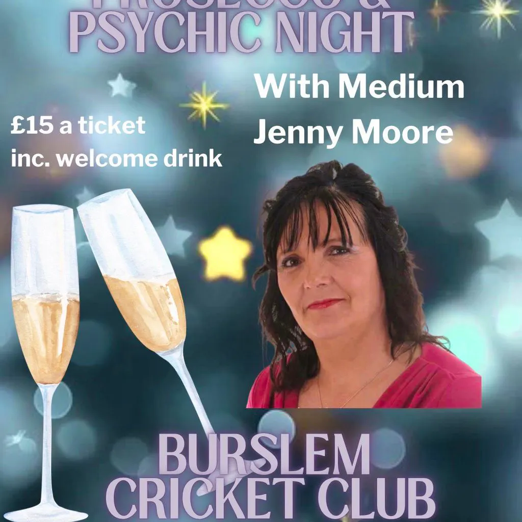 Prosecco & Psychic Night with Jenny Moore at Burslem CC at Burslem Cricket Club