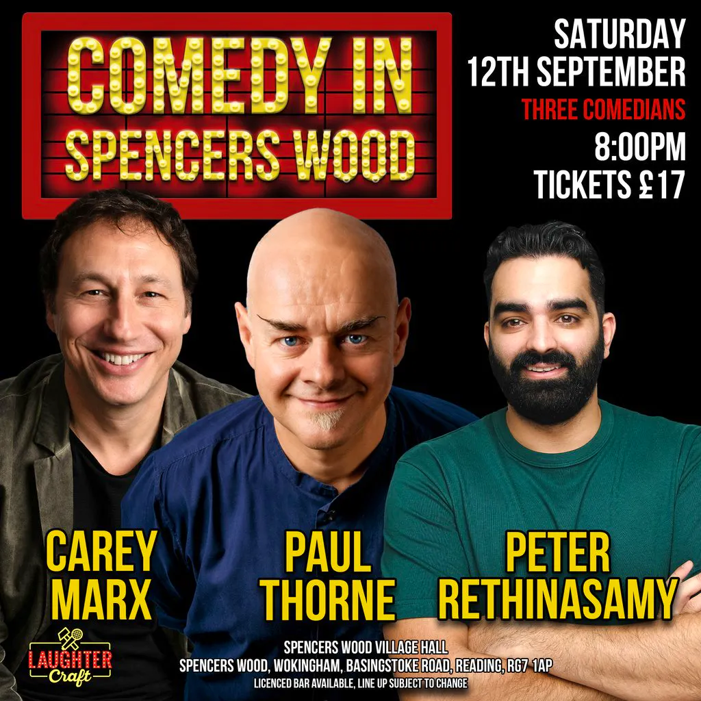 September's Comedy in Spencers Wood at Spencers Wood Village Hall