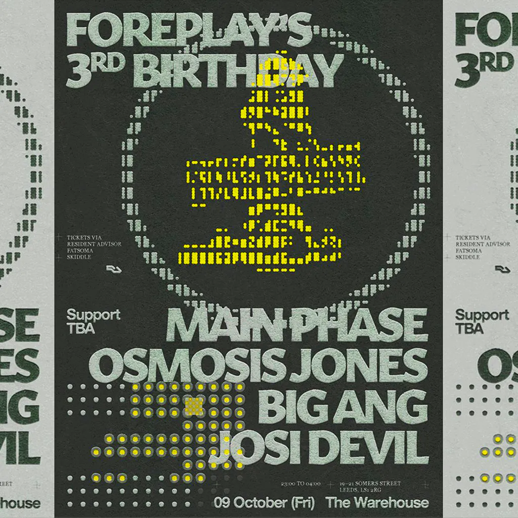 Foreplay 3rd Bday: MainPhase +Osmosis Jones +Big Ang +Josi Devil at The Warehouse