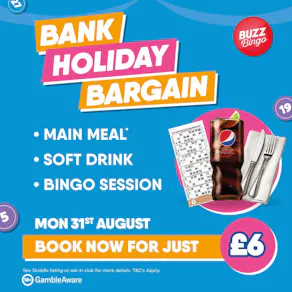 Bank Holiday Bargain - Buzz Bingo Darlington 31/08