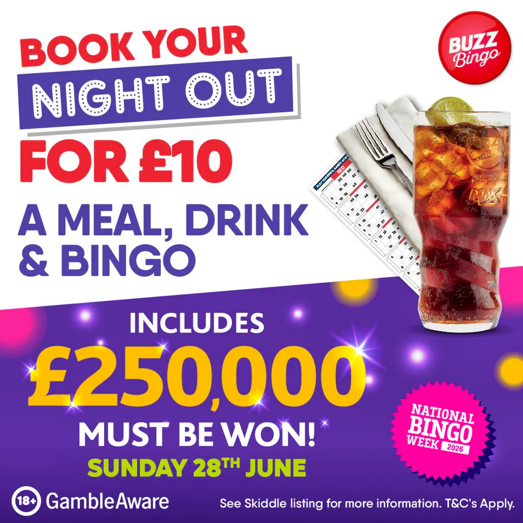 £10 Bingo Night Out 28/06 - Buzz Bingo Irvine at Buzz Bingo Irvine