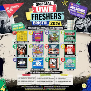 The OFFICIAL UWE Bristol Freshers' Week Wristband 2026