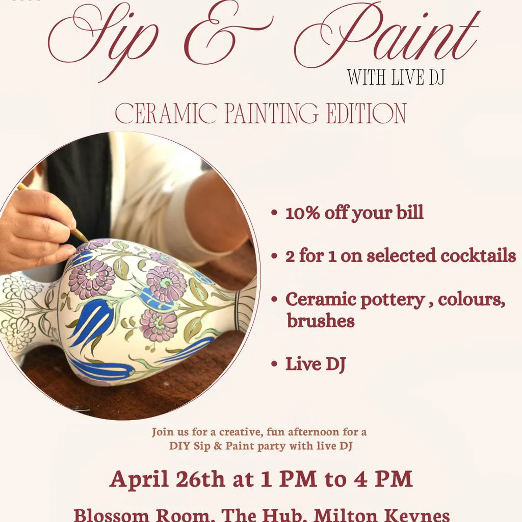 Sip & Paint Party - Ceramic Painting Edition - Milton Keynes at Blossom Room 
