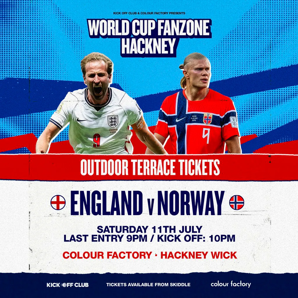 Hackney Wick Fanzone: England Vs Norway (Outdoor Terrace ticket) at Colour Factory