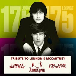 Tribute to Lennon & McCartney @ 175 Lounge Tickets | 175 Lounge Glasgow  | Sun 26th May 2024 Lineup